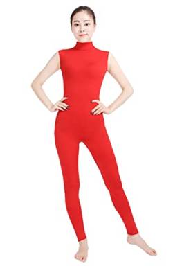 Lifup Unisex Rollkragen Ganzkörperanzug Anzug Suit Bodysuit Kostüm Ärmellos Barfuß Outfit Rot M von Lifup