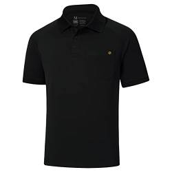 Lightbare Herren-Poloshirt, kurzärmelig, LSF 50, Feuchtigkeitstransport, schnell trocknend, Golf-Poloshirt für taktisches Wandern, Schwarz, XX-Large von Lightbare