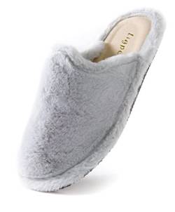 Ligpoll Hausschuhe Damen bezogene Plusch Flip Flop Bequeme Flauschige Hausschuhe fur Damen Warme Leder Schlappen Natural Leder Slipper Pantoletten von Ligpoll