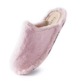 Ligpoll Hausschuhe Damen bezogene Plusch Flip Flop Bequeme Flauschige Hausschuhe fur Damen Warme Leder Schlappen Natural Leder Slipper Pantoletten von Ligpoll