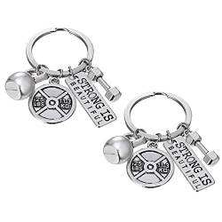 Liitata 2 Stück Fitness Charm Schlüsselanhänger Dumbbell Schlüsselanhänger Mini Kettlebell Hantelscheibe Schlüsselbund für Junge Männer Freund Kollege Familie Coach Geburtstags Geschenk Souvenir von Liitata