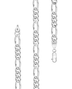 Lijoh Halskette Herren (Figaro) Kette Herren und Frauen 925 Sterling Silber (7 mm) flache Figarokette Länge 50 cm LJ1043-050 von Lijoh