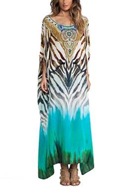 LikeJump Damen Bohemien Kaftan Übergröße Strandkleider Lang Kleid Badeanzug Cover Ups von LikeJump