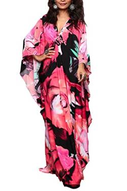 LikeJump Damen Boho Kimono Lang Kaftan Kleid Strandkleider Cardigan Pareo Bikini Cover Ups von LikeJump