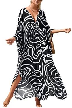 LikeJump Damen Boho Kimono Lang Kaftan Kleid Strandkleider Cardigan Pareo Bikini Cover Ups von LikeJump