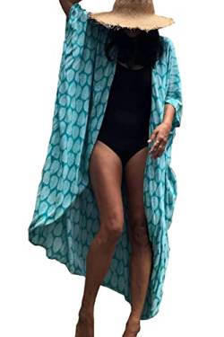 LikeJump Damen Boho Kimono Lang Kleid Strandkleider Cardigan Pareo Badeanzug Cover Ups von LikeJump