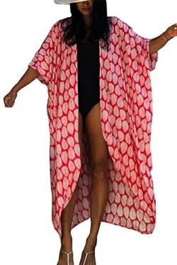 LikeJump Damen Boho Kimono Lang Kleid Strandkleider Cardigan Pareo Badeanzug Cover Ups von LikeJump