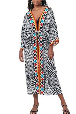 LikeJump Damen Kimono Knielänge Strandkleid Lang Sommerkleid Bikini Cover Up von LikeJump