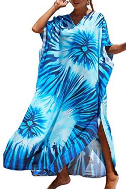 LikeJump Damen Morgenmantel Kaftan Kimono Homewear Bademantel Strand Maxikleid Bikini Cover Ups Tops von LikeJump