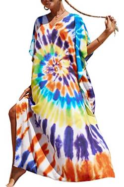 LikeJump Damen Morgenmantel Kaftan Kimono Homewear Bademantel Strand Maxikleid Bikini Cover Ups Tops von LikeJump