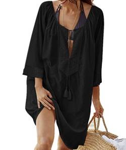 LikeJump Damen Sommer Spitze Baumwolle Tunika Strandkleider Strandponcho Strand Abdeckungs Bikini Cover Up von LikeJump