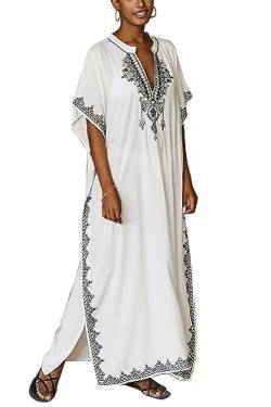 LikeJump Damen Stickerei Kaftan Kleid Übergröße Strandkleider Lang Kimono Badeanzug Cover Ups von LikeJump