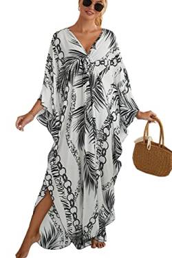 LikeJump Schnelltrocknend Boho Kaftan Beach Maxikleid für Damen Sommer Bikini Cover Ups Übergröße Strandkleider Robes von LikeJump