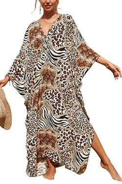 LikeJump Schnelltrocknend Boho Kaftan Beach Maxikleid für Damen Sommer Bikini Cover Ups Übergröße Strandkleider Robes von LikeJump