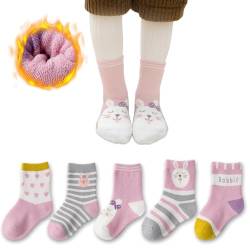 Likesing 5 Paar Weihnachtssocken Kinder Haussocken Kuschelsocken Weihnachten Thermosocken Wintersocken Kindersocken Jungen Mädchen Warme Socken Bunte Dicke Stoppersocken Cute Sport Socks Baby Geschenk von Likesing