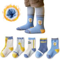 Likesing 5 Paar Weihnachtssocken Kinder Haussocken Kuschelsocken Weihnachten Thermosocken Wintersocken Kindersocken Jungen Mädchen Warme Socken Bunte Dicke Stoppersocken Cute Sport Socks Baby Geschenk von Likesing