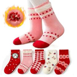 Likesing 5 Paar Weihnachtssocken Kinder Haussocken Kuschelsocken Weihnachten Thermosocken Wintersocken Kindersocken Jungen Mädchen Warme Socken Bunte Dicke Stoppersocken Cute Sport Socks Baby Geschenk von Likesing