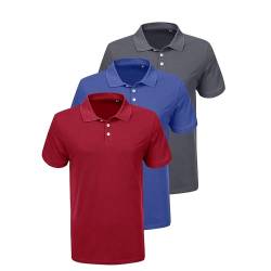 Liking Herren Basic Poloshirt Baumwolle Polo Shirts Polohemd Kurzarmshirt mit Knopfleiste Atmungsaktives Tennis Poloshirt Herren Sommer Sports Golf T-Shirt 3er Pack 8401 DGBR L von Liking