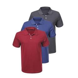 Liking Herren Basic Poloshirt Baumwolle Polo Shirts Polohemd Kurzarmshirt mit Knopfleiste Atmungsaktives Tennis Poloshirt Herren Sommer Sports Golf T-Shirt 3er Pack 8401 DGBR M von Liking