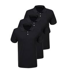 Liking Herren Basic Poloshirt Baumwolle Polo Shirts Polohemd Kurzarmshirt mit Knopfleiste Atmungsaktives Tennis Poloshirt Herren Sommer Sports Golf T-Shirt 3er Pack Schwarz 8401 BL 4XL von Liking