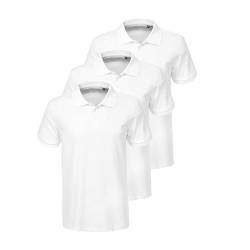 Liking Herren Basic Poloshirt Baumwolle Polo Shirts Polohemd Kurzarmshirt mit Knopfleiste Atmungsaktives Tennis Poloshirt Herren Sommer Sports Golf T-Shirt 3er Pack Weiß 8401 WH XXL von Liking