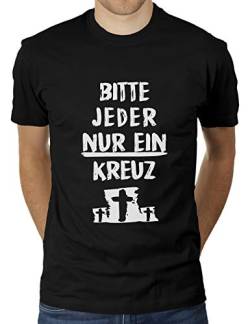 Bitte jeder nur EIN Kreuz - Herren T-Shirt von KaterLikoli, Gr. M, Deep Black von Likoli