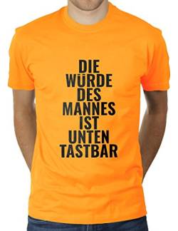 Die Würde des Mannes Ist Unten Tastbar - Herren T-Shirt von KaterLikoli, Gr. 3XL, Gold Yellow von Likoli