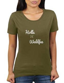 Holla Die Waldfee - Damen T-Shirt von KaterLikoli, Gr. M, Olive von Likoli