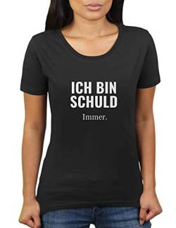 Ich Bin Schuld - Immer - Damen T-Shirt von KaterLikoli, Gr. L, Deep Black von Likoli