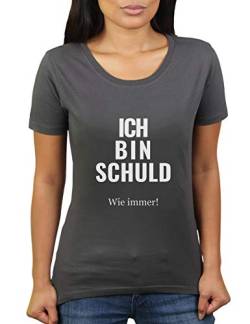 Ich Bin Schuld - wie Immer - Damen T-Shirt von KaterLikoli, Gr. XL, Anthrazit von Likoli