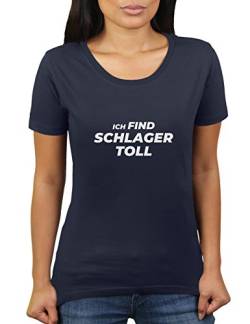 Ich Find Schlager Toll - Damen T-Shirt von KaterLikoli, Gr. 2XL, French Navy von Likoli