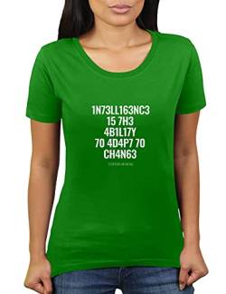 Intelligence is The Ability to Adapt to Change - Stephen Hawking Zitat - Damen T-Shirt von KaterLikoli, Gr. S, Apple Green von Likoli