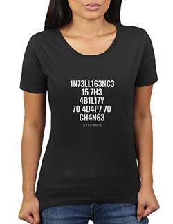 Intelligence is The Ability to Adapt to Change - Stephen Hawking Zitat - Damen T-Shirt von KaterLikoli, Gr. S, Deep Black von Likoli