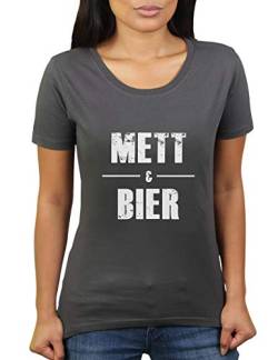 Mett & Bier - Damen T-Shirt von KaterLikoli, Gr. S, Anthrazit von Likoli