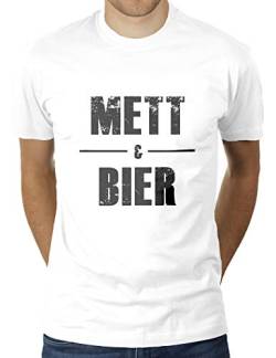 Mett & Bier - Herren T-Shirt von KaterLikoli, Gr. XL, Weiß von Likoli