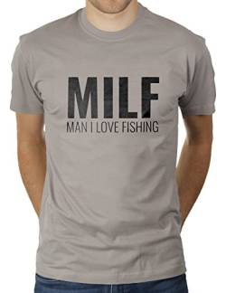 Milf Man I Love Fishing - Herren T-Shirt von KaterLikoli, Gr. S, Light Gray von Likoli
