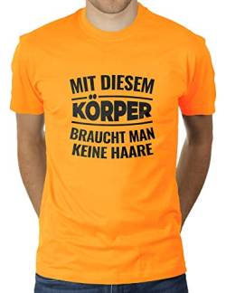 Mit diesem Körper Braucht Man Keine Haare - Herren T-Shirt von KaterLikoli, Gr. 3XL, Gold Yellow von Likoli