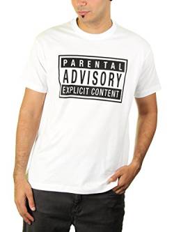 Parental Advisory - Herren T-Shirt von KaterLikoli, Gr. M, Weiß von Likoli
