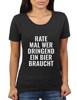 Rate mal wer dringend EIN Bier braucht - Damen T-Shirt von KaterLikoli, Gr. 3XL, Deep Black von Likoli
