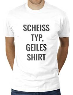 Scheiß Typ, Geiles Shirt - Herren T-Shirt von KaterLikoli, Gr. XL, Weiß von Likoli