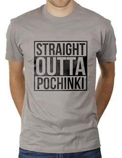 Straight Outta Pochinki PUBG Player Unknown Battlegrounds - Herren T-Shirt von KaterLikoli, Gr. L, Light Gray von Likoli