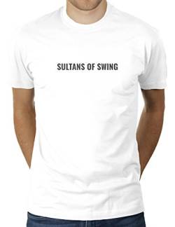 Sultans of Swing - Herren T-Shirt von KaterLikoli, Gr. S, Weiß von Likoli