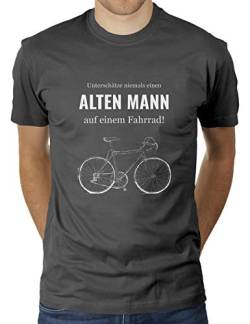 Unterschätze Niemals einen Alten Mann auf einem Fahrrad - Herren T-Shirt von KaterLikoli, Gr. 2XL, Anthrazit von Likoli