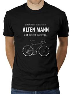 Unterschätze Niemals einen Alten Mann auf einem Fahrrad - Herren T-Shirt von KaterLikoli, Gr. 2XL, Deep Black von Likoli