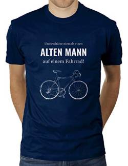 Unterschätze Niemals einen Alten Mann auf einem Fahrrad - Herren T-Shirt von KaterLikoli, Gr. 2XL, French Navy von Likoli