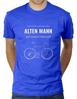 Unterschätze Niemals einen Alten Mann auf einem Fahrrad - Herren T-Shirt von KaterLikoli, Gr. 2XL, Royal Blue von Likoli