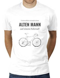 Unterschätze Niemals einen Alten Mann auf einem Fahrrad - Herren T-Shirt von KaterLikoli, Gr. 2XL, Weiß von Likoli