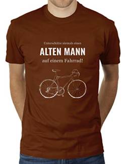 Unterschätze Niemals einen Alten Mann auf einem Fahrrad - Herren T-Shirt von KaterLikoli, Gr. L, Choccolate von Likoli