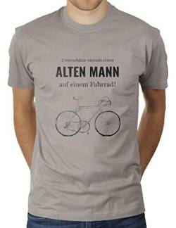 Unterschätze Niemals einen Alten Mann auf einem Fahrrad - Herren T-Shirt von KaterLikoli, Gr. L, Light Gray von Likoli