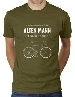 Unterschätze Niemals einen Alten Mann auf einem Fahrrad - Herren T-Shirt von KaterLikoli, Gr. L, Olive von Likoli